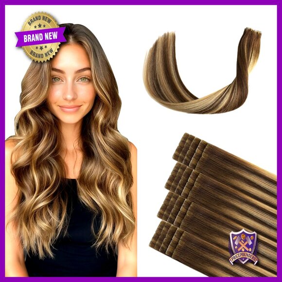 Human Hair Tape Extensions Seamless Injected Balayage Length 20 Inch 55g